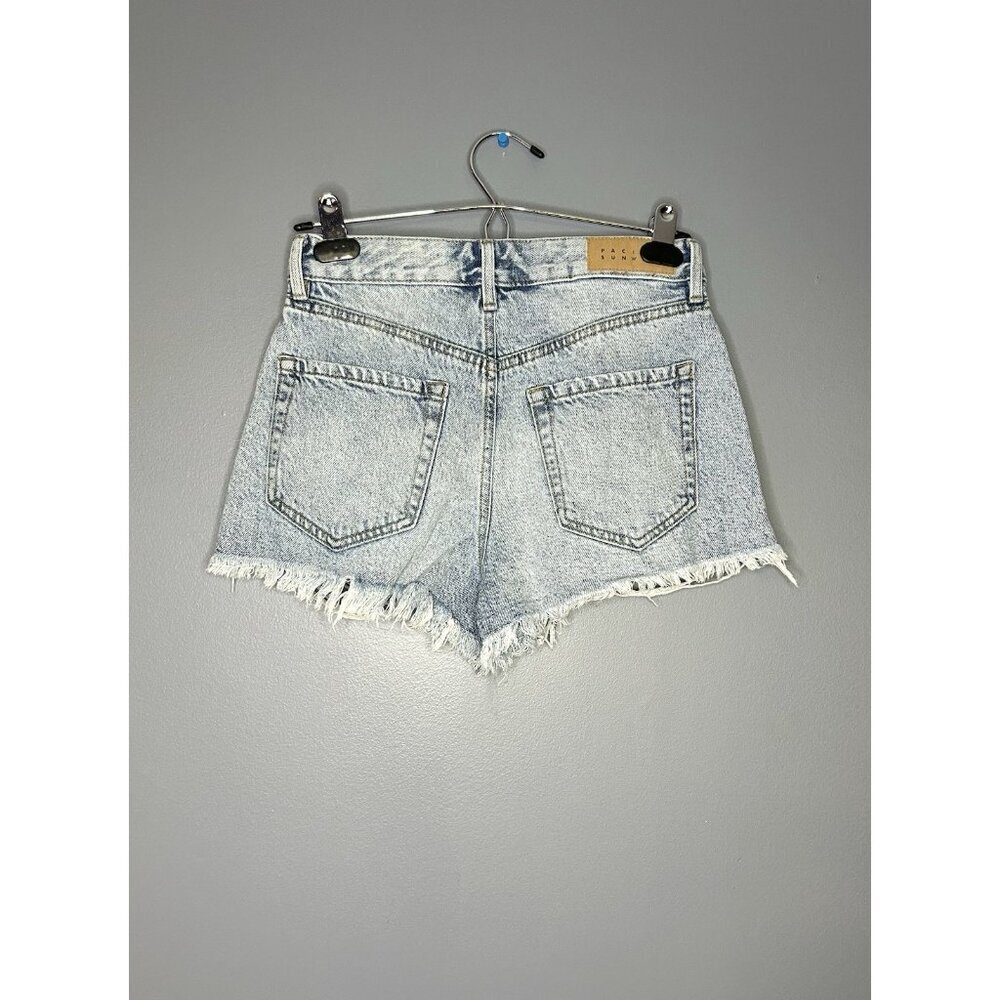 PacSun High Rise Festival Shorts Womens XS 26 Cute Summer Distressed Light Denim - Picture 3 of 16